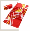 Custom screen printed CoolMax performance towel laid flat, showcasing solid color design with crisp single color logo imprint on moisture-wicking fabric