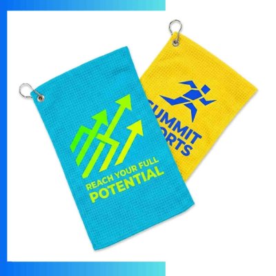 Custom Waffle Microfiber Golf Towel – 380GSM Embroidered Logo Golf Towel (16" x 23.5")