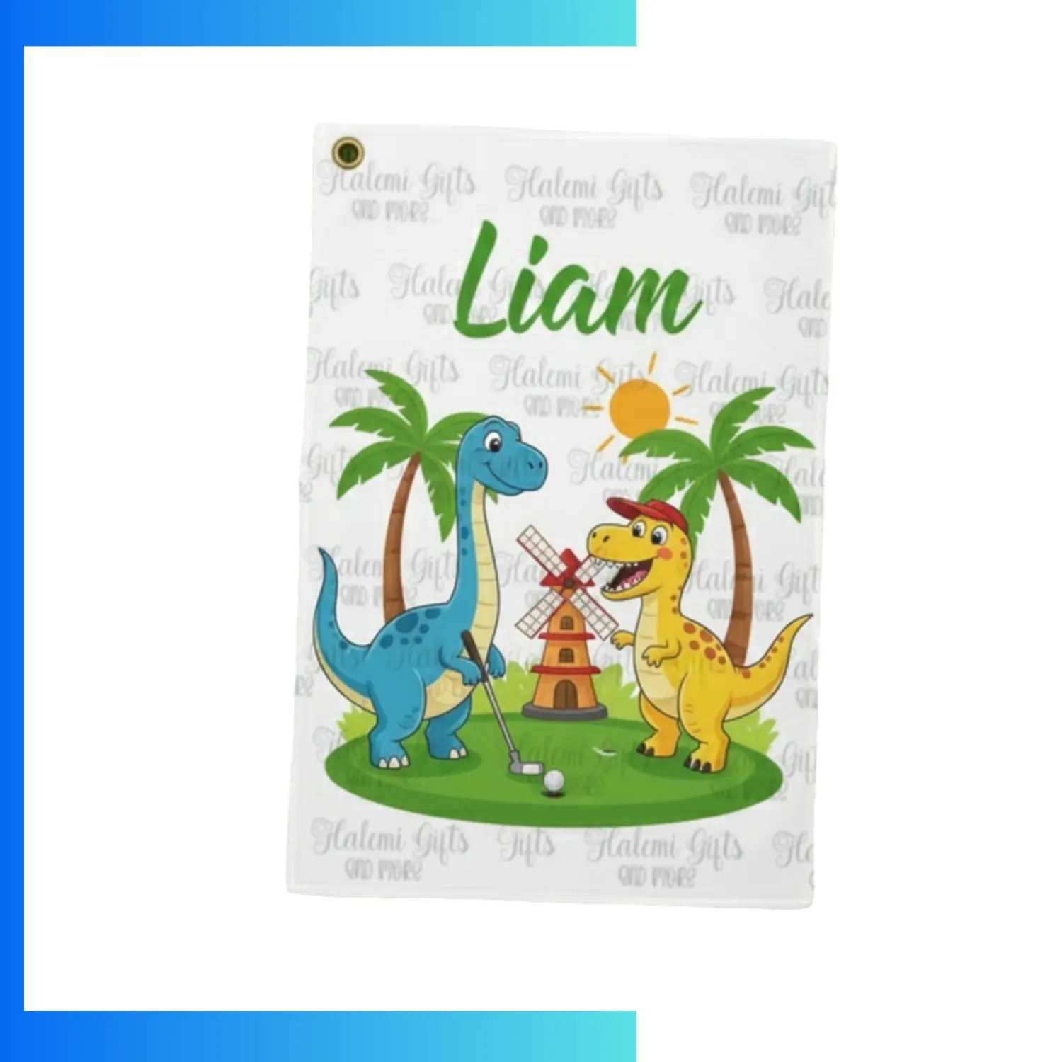 Custom Sublimated Microfiber Golf Towel 12"×20" Quick Dry with Grommet & Carabiner