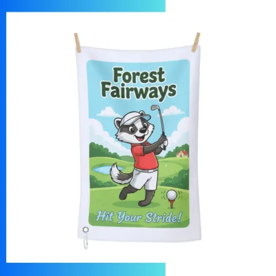 320gsm Waffle Microfiber Golf Towel 20"×30" Sublimated with Grommet & Carabiner