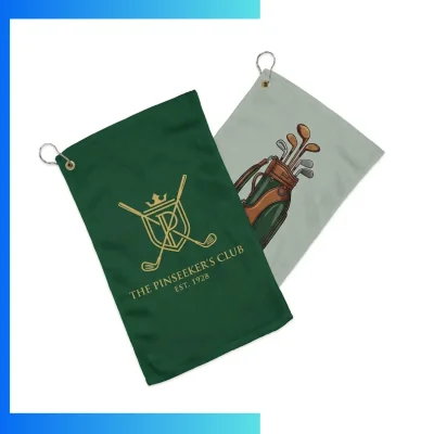 400gsm Velour Microfiber Golf Towel 12"×20" Sublimated with Carabiner