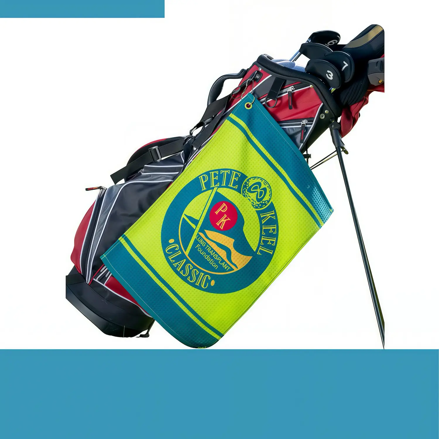 Custom 320gsm Waffle Microfiber Golf Towel with Carabiner – 12"×20" Sublimated Golf Towel