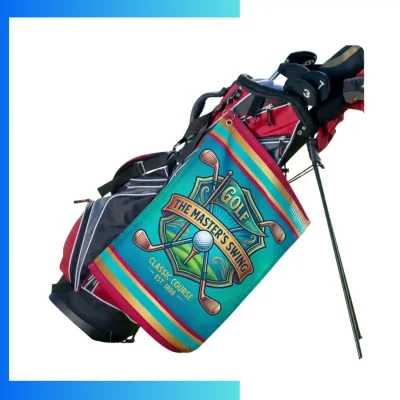 Custom 420gsm Plush Velour Microfiber Golf Towel with Carabiner – 12"×20" Sublimated Premium Golf Towel