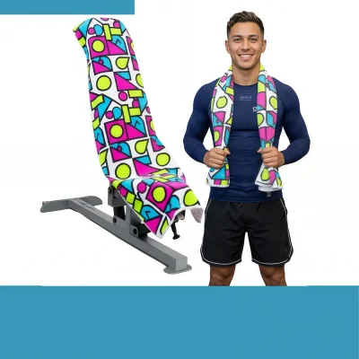 Custom Coolmax polyester gym bench towel with moisture-wicking fabric front view