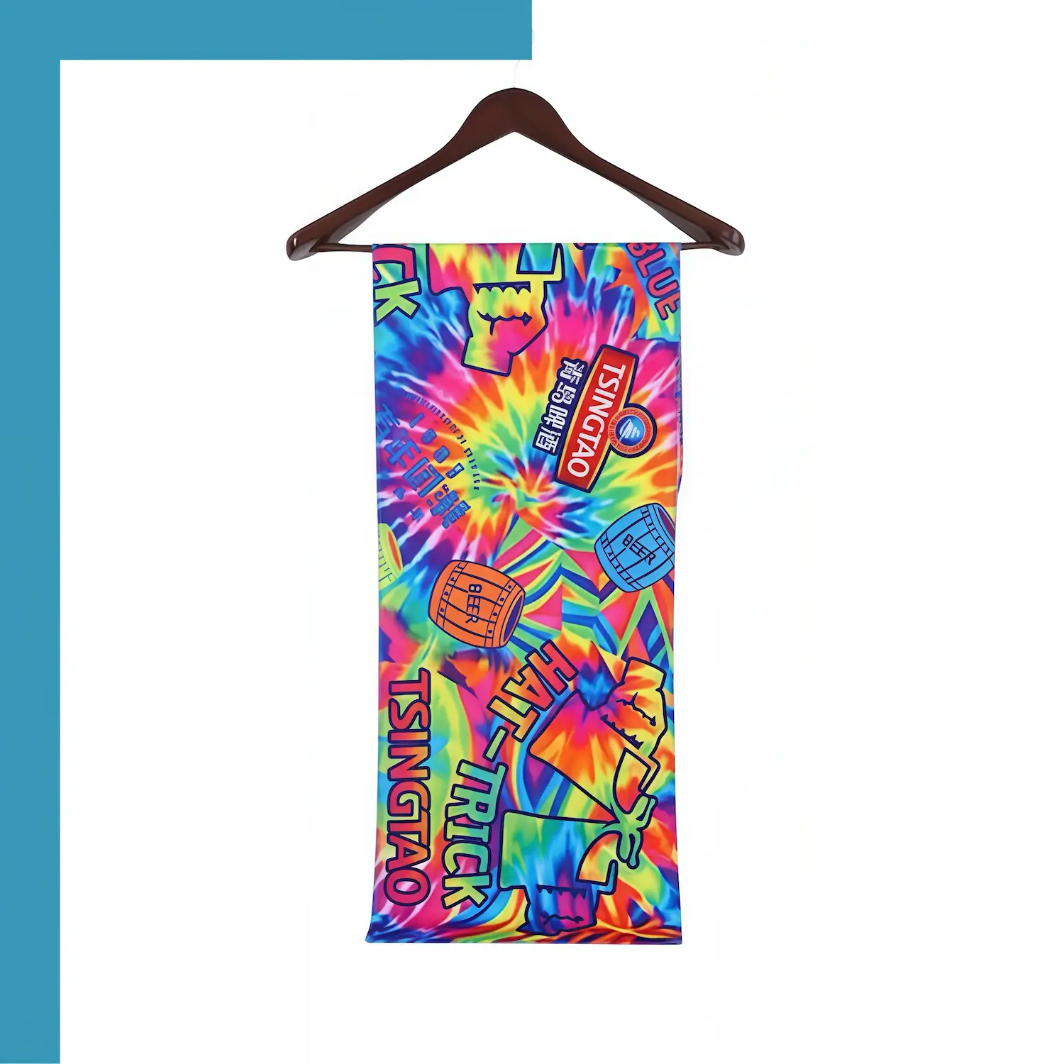 Custom velour microfiber yoga mat towel front view