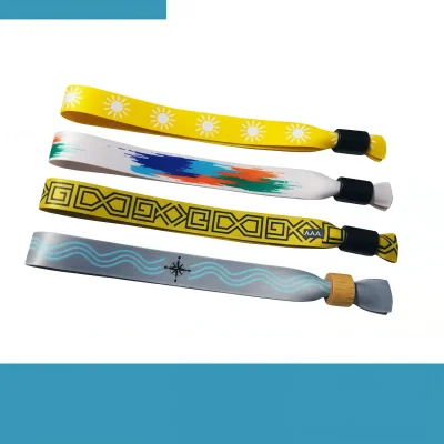Custom full color sublimation polyester wristbands, fade resistant printed event bands with multiple closure options for festivals concerts and access control