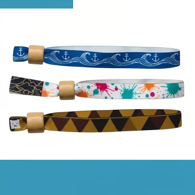 Eco friendly natural bamboo fiber wristbands, biodegradable screen printed bands with bamboo buckle for green events and eco promotions