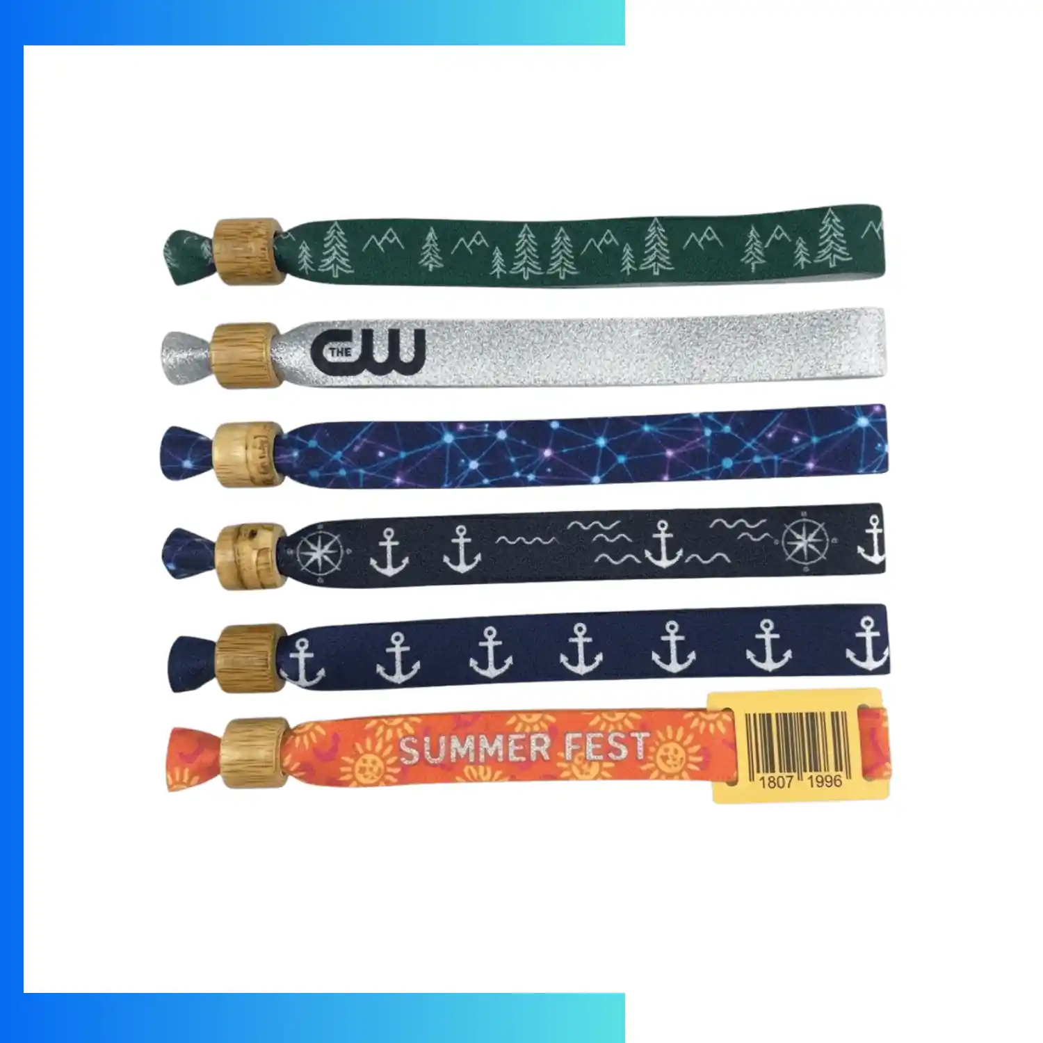 Custom Bamboo Fiber Wristbands with Two-Way Bamboo Buckle – Eco-Friendly Festival & Event Wristbands