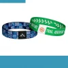 Custom elastic wristbands with woven label, double sided full color sublimation bands for events promotions and access control