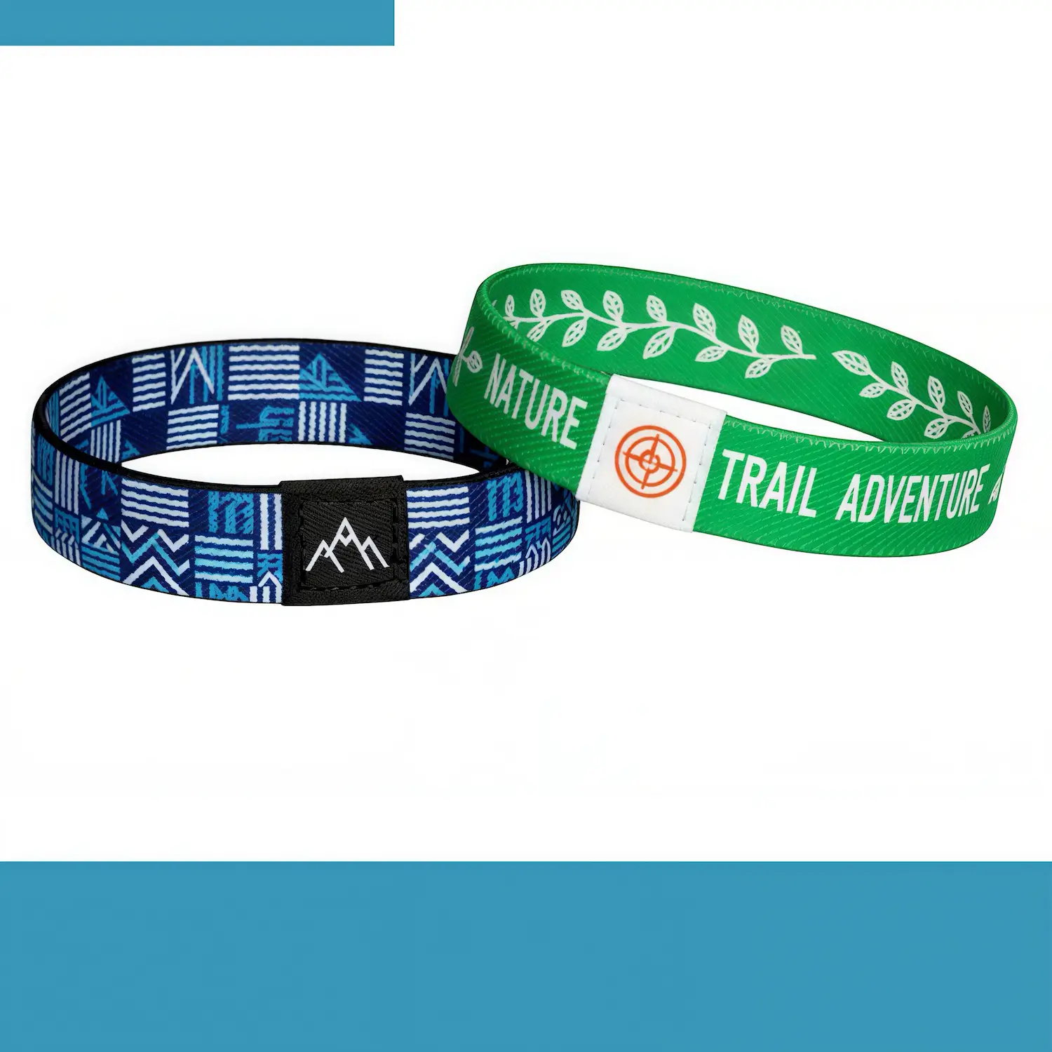 Custom elastic wristbands with woven label, double sided full color sublimation bands for events promotions and access control