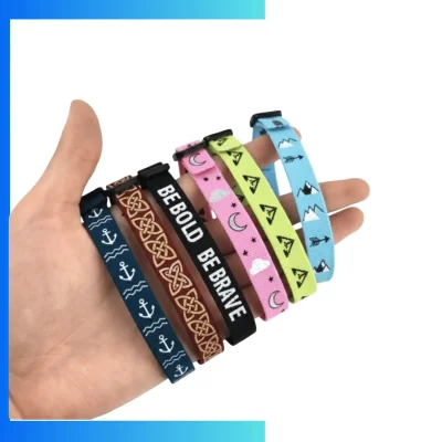 Custom Polyester Jacquard Woven Wristbands with Buckle Closure – Durable Event & Festival Access Bands