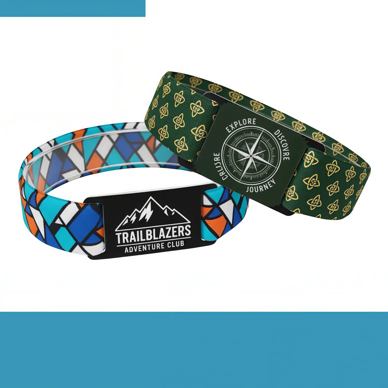 Custom elastic wristbands with IC card pocket, dual side full color sublimation bands for RFID NFC access control events hotels and gyms