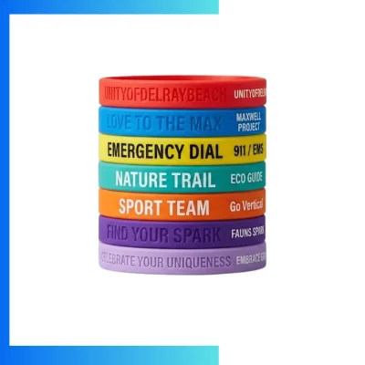 Custom Debossed & Embossed Silicone Wristbands – Solid Color Textured Logo Rubber Bracelets