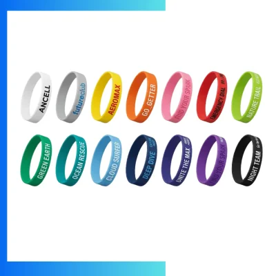 Custom Silicone Wristbands with Ink Filled Debossed/Embossed Logo – Solid Color Promotional Bracelets