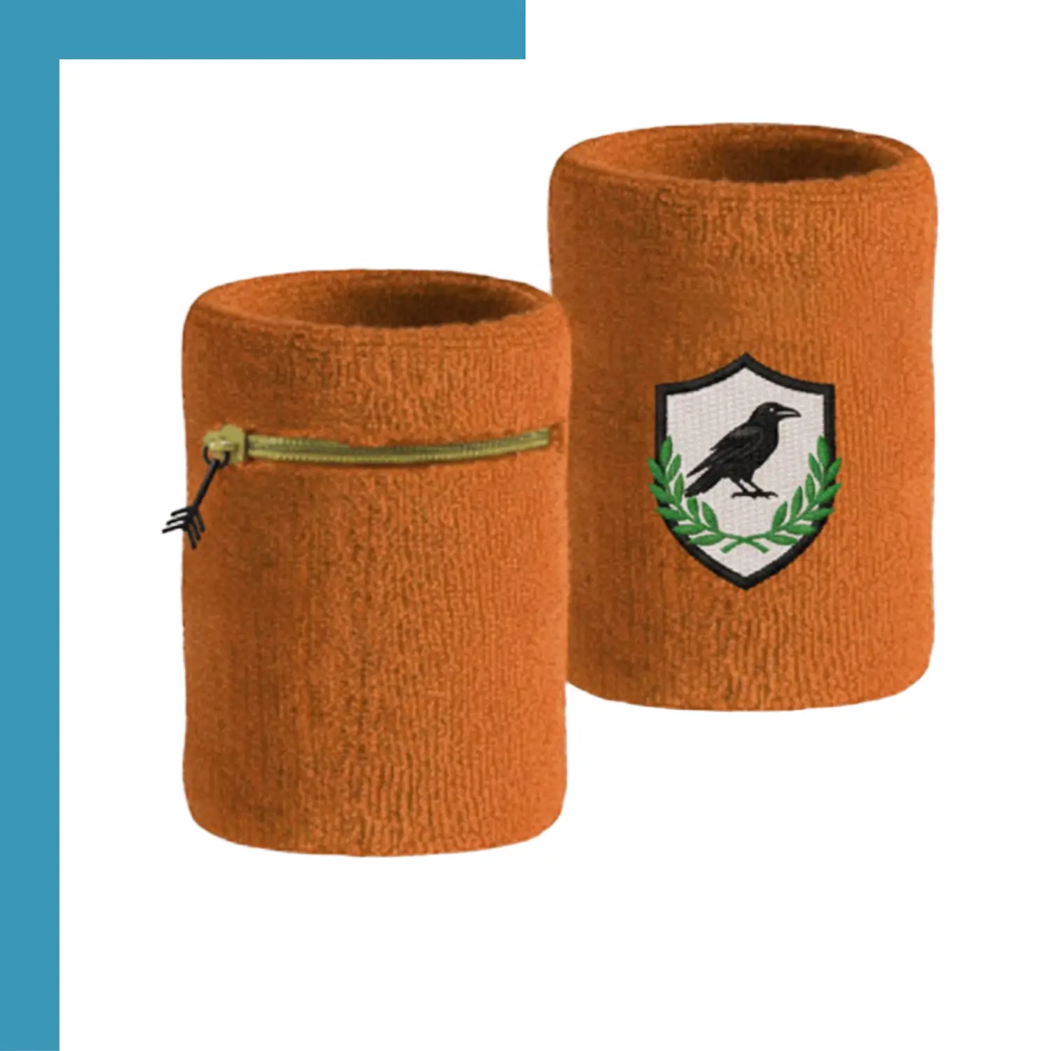 Custom zipper loop pile textured wristbands, 80% cotton blend embroidered premium sports wristbands for team athletic corporate premium promotions