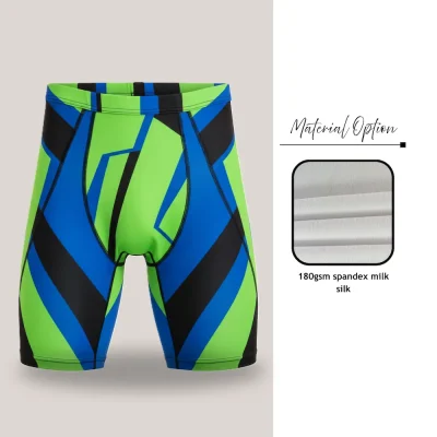 Custom full sublimation men's compression shorts in pro series spandex milk silk laid flat