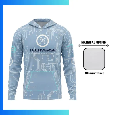 180GSM Interlock Full Sublimation Long Sleeve Hooded Shirt β Custom Durable Hoodie Tee