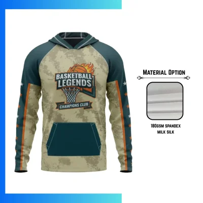 180GSM Spandex Milk Silk Full Sublimation Long Sleeve Hooded Shirt with Kangaroo Pocket β Custom Soft Stretch Hoodie Tee