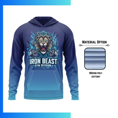 Custom Full Sublimation Cotton-Feel Long Sleeve Hoodie with Kangaroo Pocket with 180GSM Cotton-Feel Ultra-Soft Stretch