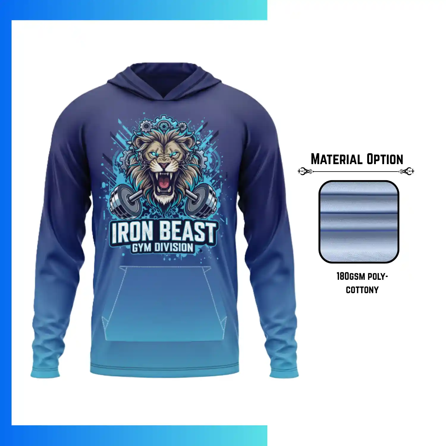 Custom Full Sublimation Cotton-Feel Long Sleeve Hoodie with Kangaroo Pocket with 180GSM Cotton-Feel Ultra-Soft Stretch