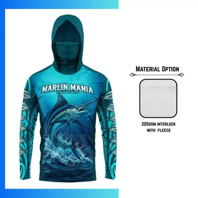 Custom Full Sublimation Lightweight Hoodie with Integrated Gaiter & Kangaroo Pocket β 220G Fleece-Lined Performance Hoodie