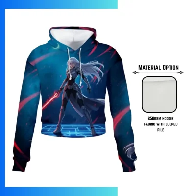 Custom Full Sublimation Lightweight Cropped Hoodie – 250G Streetwear Boxy Fit Pullover Hoodie