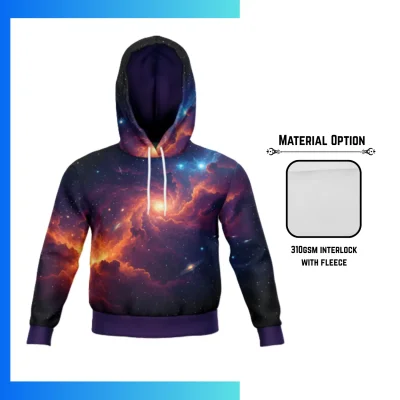 Custom Full Sublimation 310G Fleece-Lined Hoodie with Kangaroo Pocket β Heavyweight Pullover Winter Hoodie