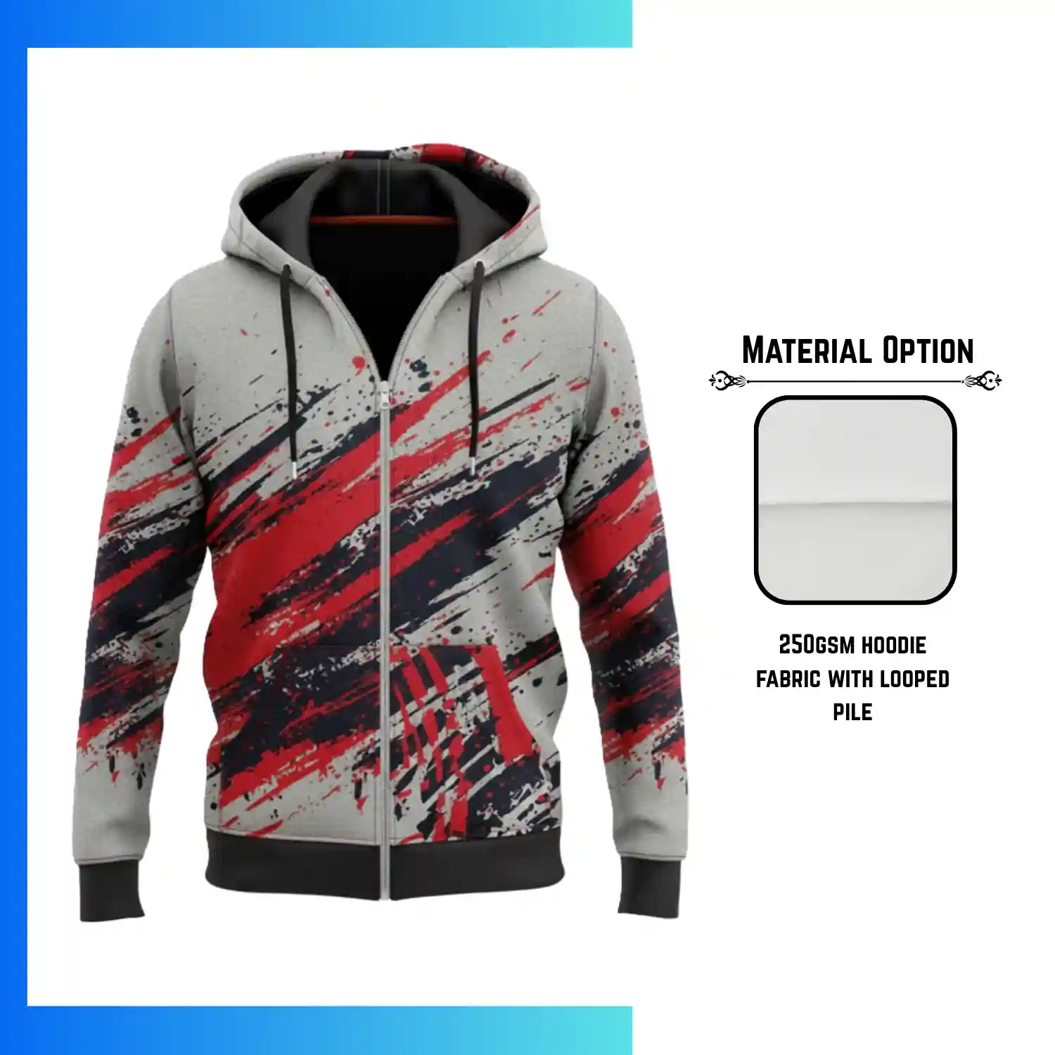 Custom 250G Lightweight Full Sublimation Full-Zip Hoodie with Kangaroo Pocket – Unisex & Kids