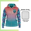 Custom full sublimation printed 310gsm fleece-lined full-zip hoodie with kangaroo pocket for men, women and kids laid flat, showcasing vibrant design on heavyweight winter fabric with full front zipper, attached hood, and front pocket