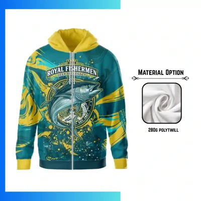 Economy Series 280G Polyester Twill Full-Zip Hoodie with Kangaroo Pocket – Custom Sublimation Unisex & Kids Hoodie