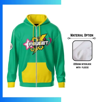 Ultra Light 220G Full-Zip Hoodie with Kangaroo Pocket – Custom Sublimation Fleece-Lined Unisex