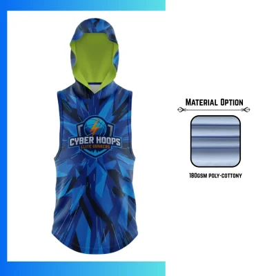 Custom Full Sublimation Cotton-Feel Sleeveless Hooded T-Shirt with 180G Cotton-Feel