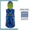 Custom full sublimation printed sleeveless hooded t-shirt laid flat, showcasing vibrant all-over design on cotton-feel performance fabric