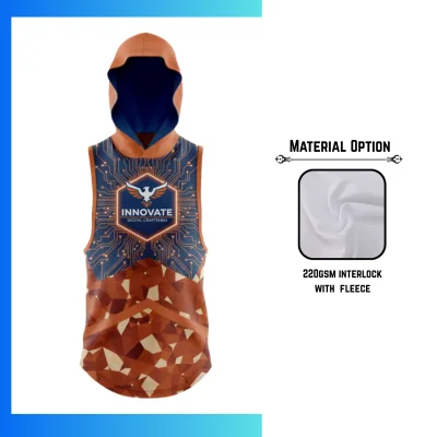 Custom Full Sublimation 220G Ultra Light Sleeveless Hoodie | Fleece-Lined Lightweight Comfort