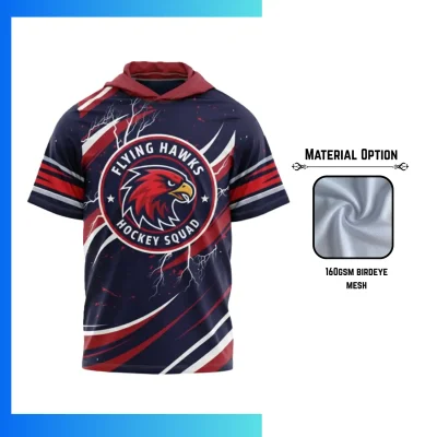 Custom Full Sublimation 160G Birdseye Mesh Short Sleeve Hooded T-Shirt β Breathable Performance Hoodie Tee