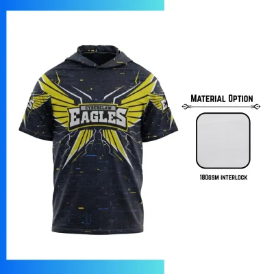 Custom 180GSM Interlock Sublimation Short Sleeve Hooded T-Shirt β Premium Performance Hoodie Tee
