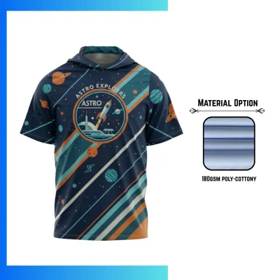 Custom Full Sublimation 180G Cotton-Feel Short Sleeve Hooded T-Shirt β Soft Performance Hoodie Tee