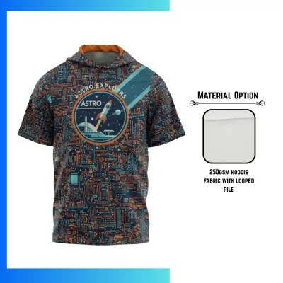 Custom Sublimation 250G Short Sleeve Hoodie with Kangaroo Pocket