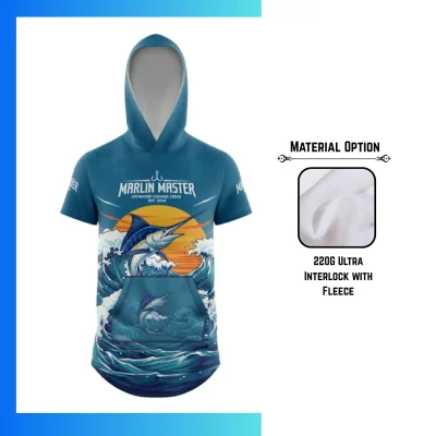 Custom Full Sublimation 220G Ultra Light Short Sleeve Hoodie with Kangaroo Pocket β Fleece-Lined Performance Hoodie Tee