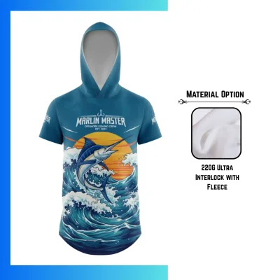 Custom Full Sublimation 220G Ultra Light Short Sleeve Hoodie with Kangaroo Pocket β Fleece-Lined Performance Hoodie Tee