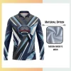 Custom full sublimation long sleeve polo in 160gsm birdseye mesh fabric with vibrant all-over geometric pattern