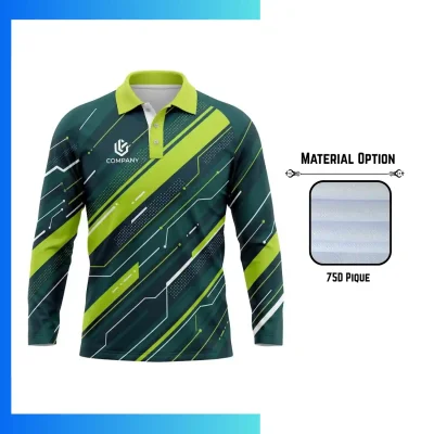 75D Pique Long Sleeve Polo Shirt β Full Sublimation Custom Unisex & Kids Teamwear XSβ4XL