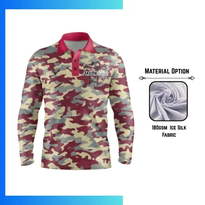 Custom Sublimated Ice Silk Long Sleeve Fishing Polo Shirt β Cooling Performance Angler Shirt XSβ2XL