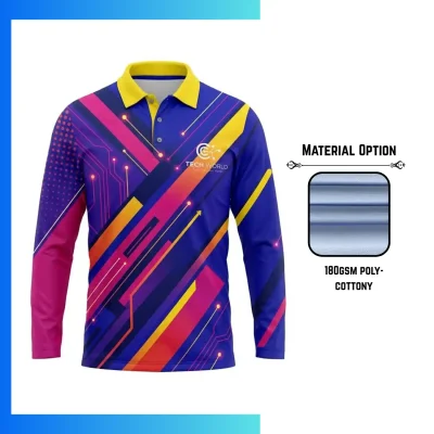 Custom 2-Way Stretch Milk Silk Long Sleeve Polo Shirt β Sublimated Performance Teamwear XSβ4XL