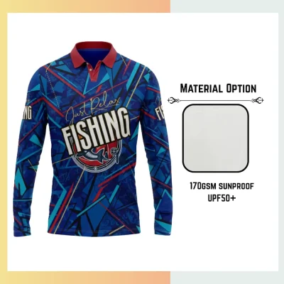 Custom full sublimation printed solarprotec UPF50+ long sleeve polo for men and women laid flat, showcasing vibrant design on sun-protective fabric with 3-button placket