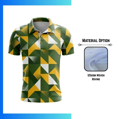 Men’s Sublimation Short Sleeve Golf Polo – 125GSM Woven Roving Ultra-Light Performance Custom Shirt