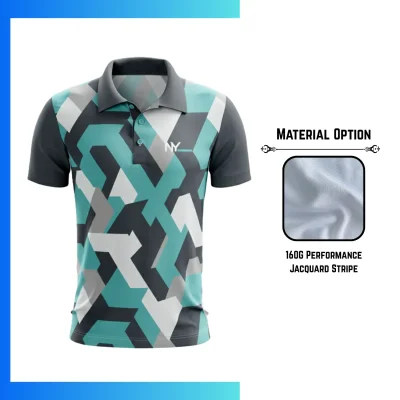 Custom Men's Sublimation Golf Polo Shirt – 150GSM Jacquard Stripe Performance Polo