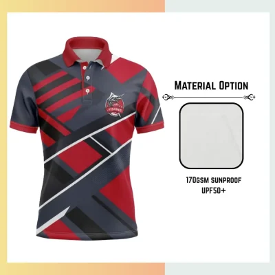 Custom full sublimation UPF50+ short sleeve polo for men women and kids with vibrant all-over geometric pattern on 170gsm polyester spandex fabric