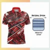 Custom full sublimation short sleeve polo for men women and kids on 180gsm 95 poly 5 spandex poly-cottony fabric with vibrant all-over geometric pattern