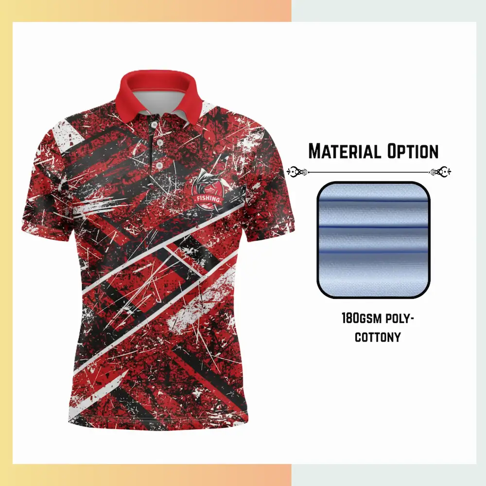 Custom full sublimation short sleeve polo for men women and kids on 180gsm 95 poly 5 spandex poly-cottony fabric with vibrant all-over geometric pattern